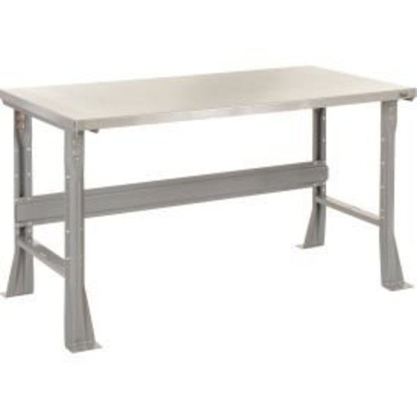 Global Equipment Flared Leg Workbench w/ Stainless Steel Square Edge Top, 60"W x 30"D, Gray 239122